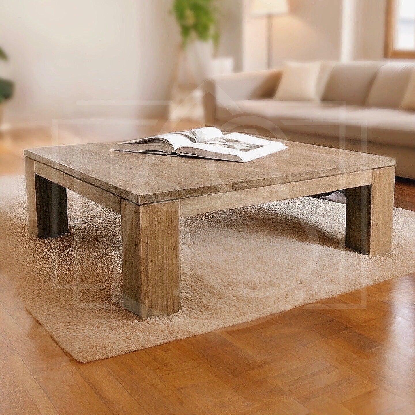 Table Basse de Salon carrée en Bois Massif - TimberSteel Atelier