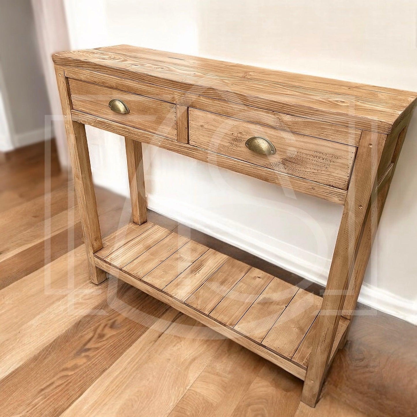 Console en bois massif Sherwood - 2 tiroirs - TimberSteel Atelier