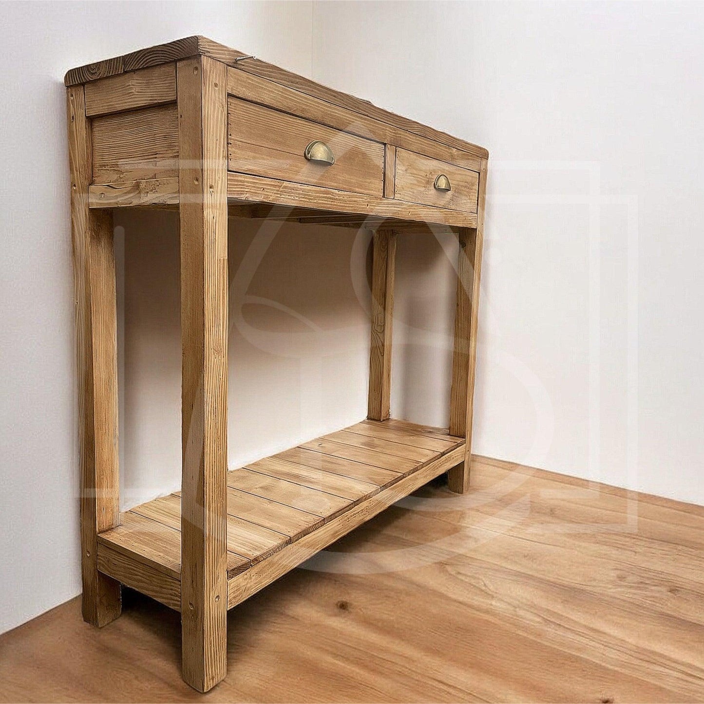 Console en bois massif Sherwood - 2 tiroirs - TimberSteel Atelier