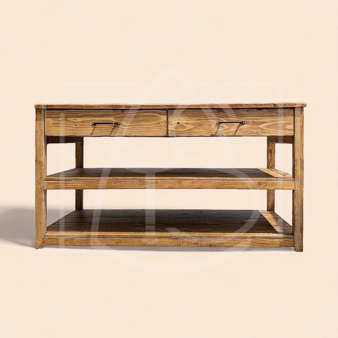 Ilot de cuisine central sur mesure Volga (avec porte serviette metal) - TimberSteel Atelier