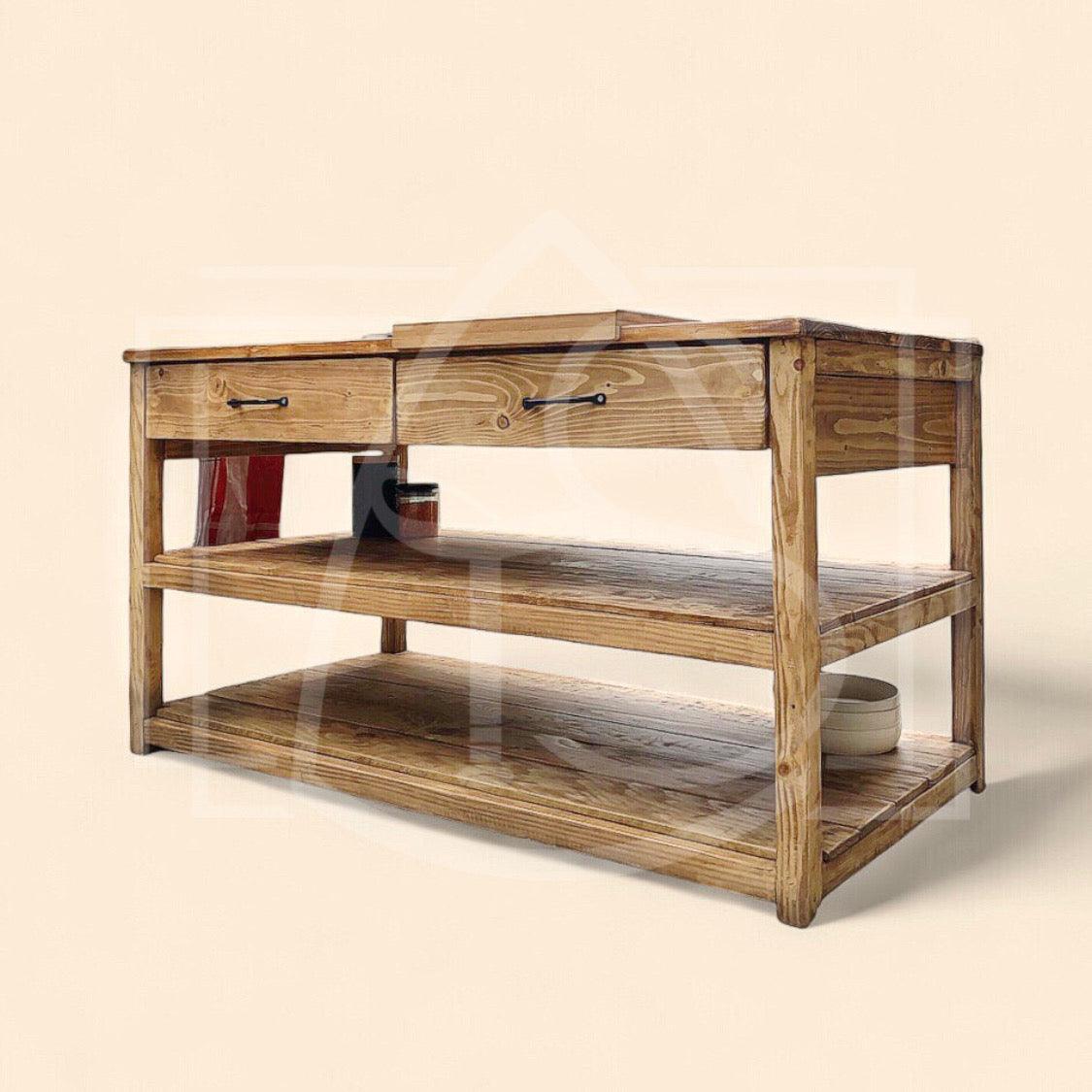 Ilot de cuisine central sur mesure Volga (avec porte serviette metal) - TimberSteel Atelier