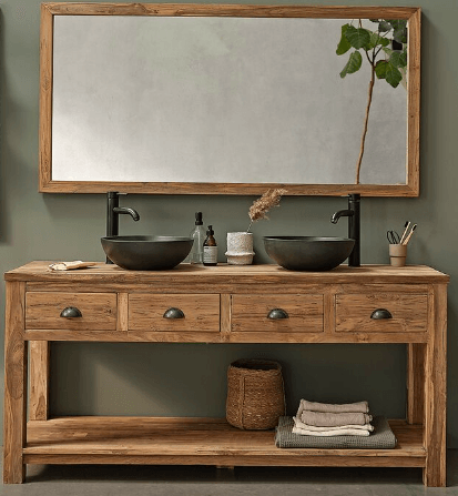 Meuble salle de bain en bois sur mesure avec tiroirs Medjerda - TimberSteel Atelier