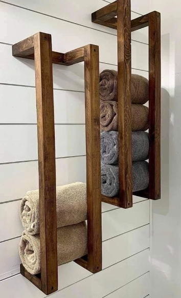 Porte serviette en bois massif (Zambèze) - TimberSteel Atelier