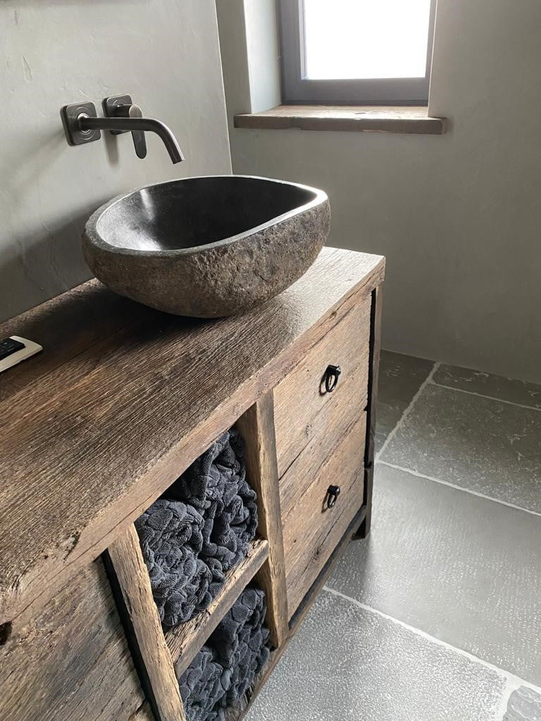 Meuble de salle de bain sous vasque vieilli