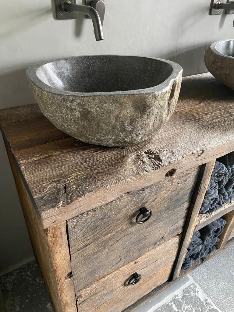 Meuble de salle de bain sous vasque vieilli 1