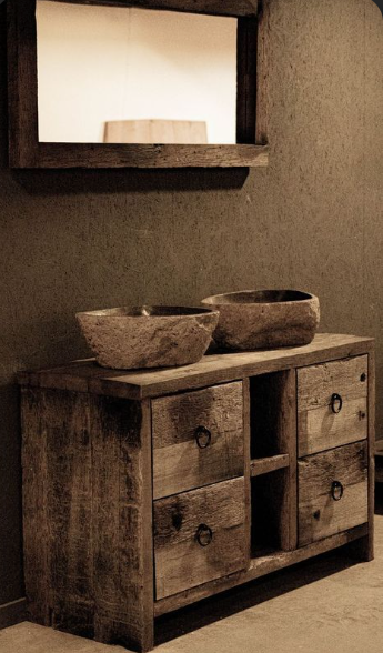 Meuble de salle de bain sous vasque vieilli 13