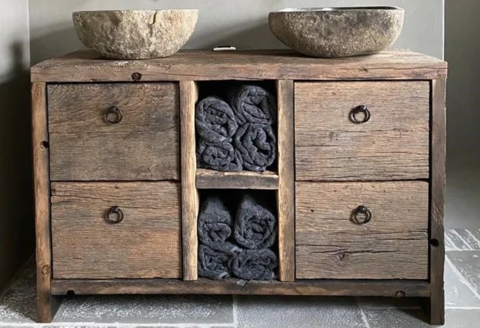 Meuble de salle de bain sous vasque vieilli 2