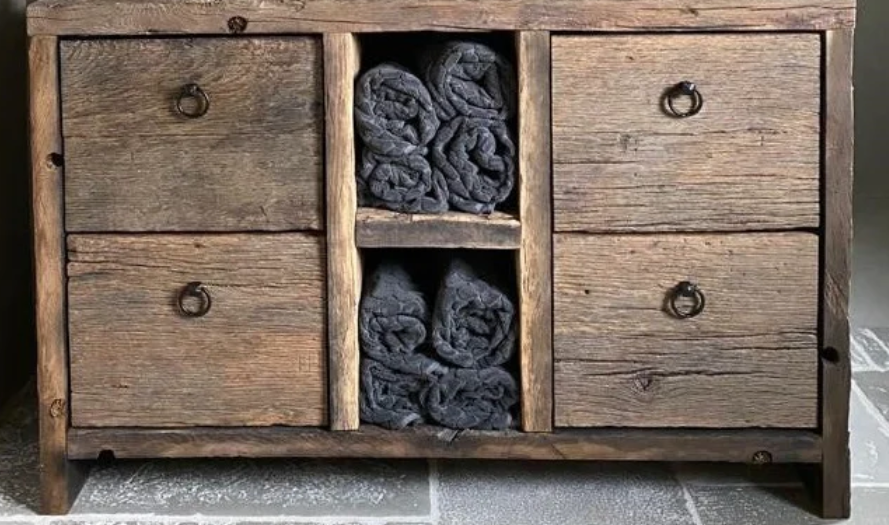 Meuble de salle de bain sous vasque vieilli 3