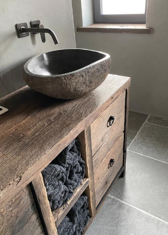Meuble de salle de bain sous vasque vieilli 5