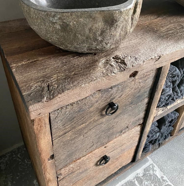 Meuble de salle de bain sous vasque vieilli 8
