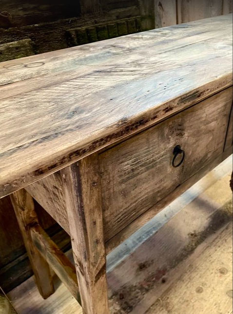Meuble sous vasque Vintage en bois vieilli (Maningoza) - Dispo de suite - TimberSteel Atelier