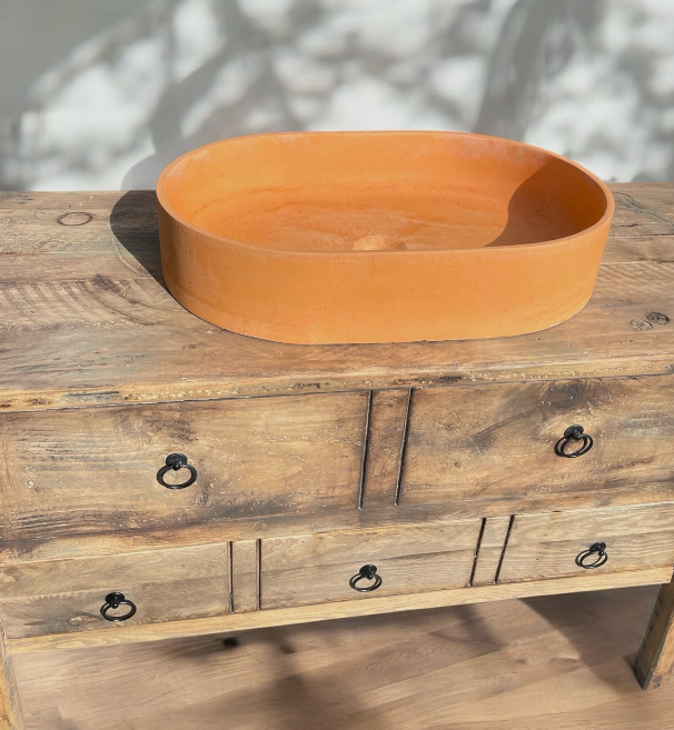 Vasque Lavabo en Béton Décarboné capucine - TimberSteel Atelier