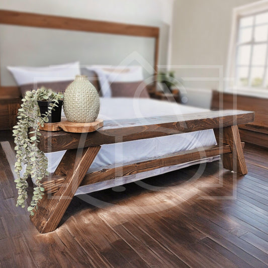 Banc de bout de Lit en bois recyclé - TimberSteel Atelier