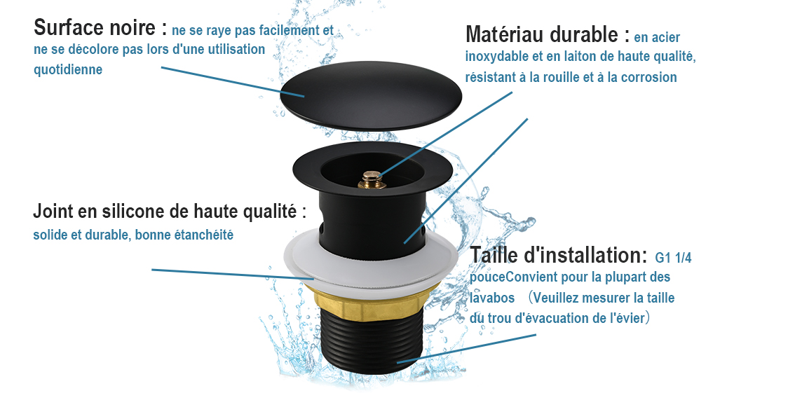 bonde de salle de bain evier vasque