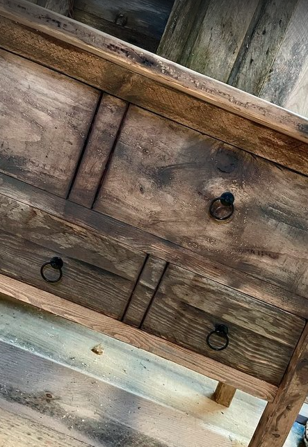 Meuble console Vintage en bois vieilli (Okavango) - TimberSteel Atelier