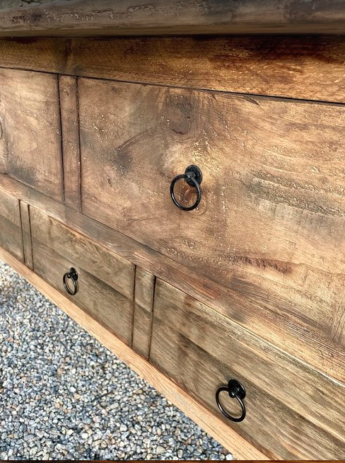 Meuble console Vintage en bois vieilli (Okavango) - TimberSteel Atelier