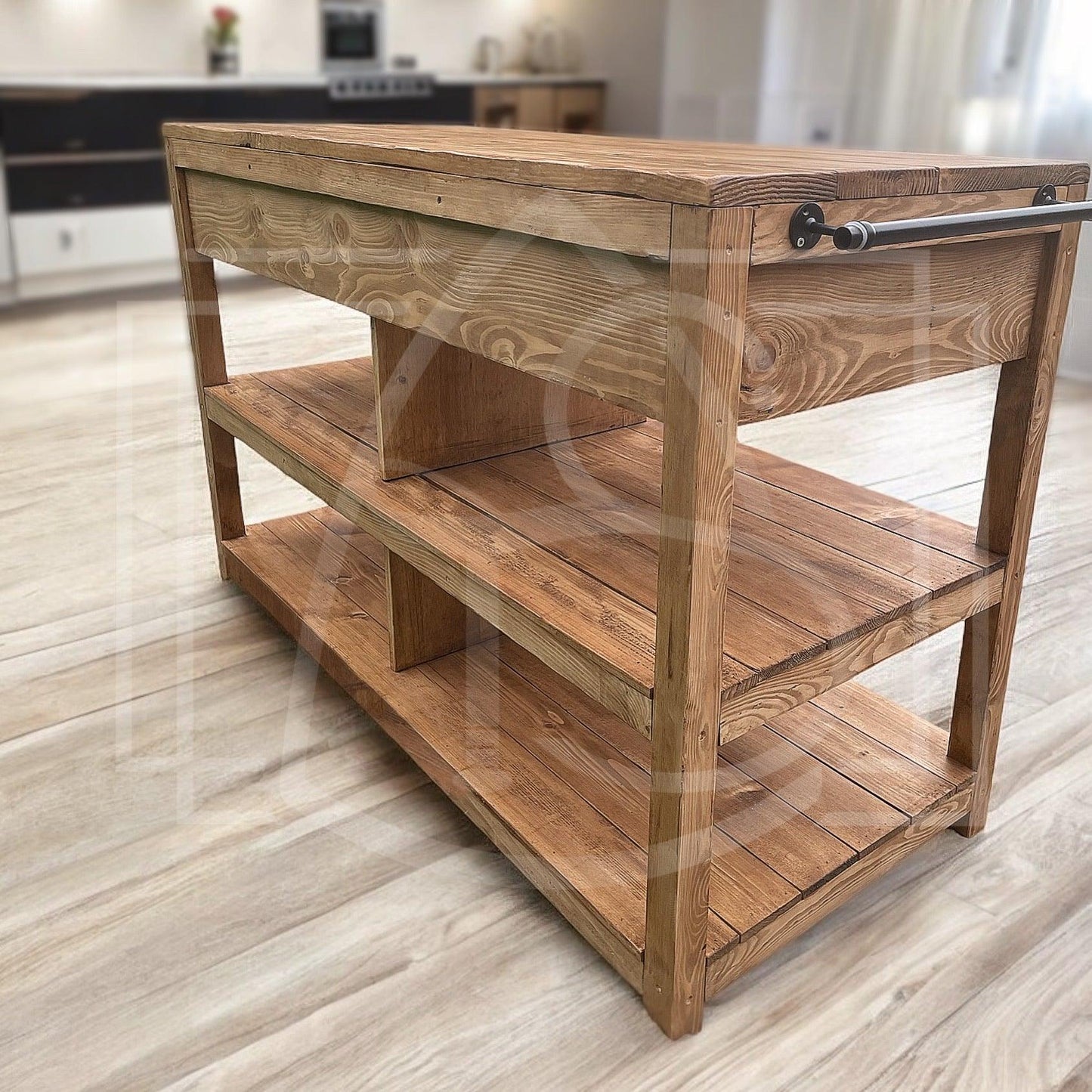 Îlot de Cuisine en Bois mississipi (avec Plan de Travail) - TimberSteel Atelier