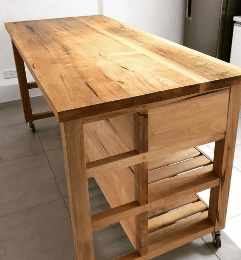 ilôt central de cuisine Grand Tiroir Madawaska (Bois massif) - TimberSteel Atelier