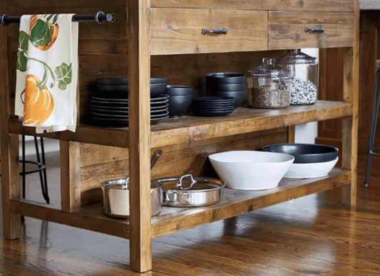 ilôt central de cuisine Grand Tiroir Madawaska (Bois massif) - TimberSteel Atelier