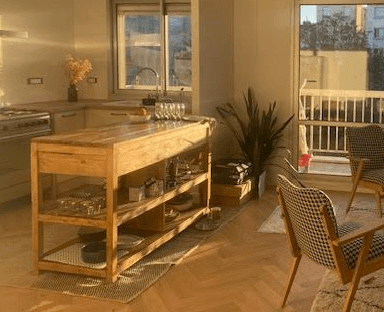 Îlot de Cuisine en Bois mississipi (avec Plan de Travail) - TimberSteel Atelier