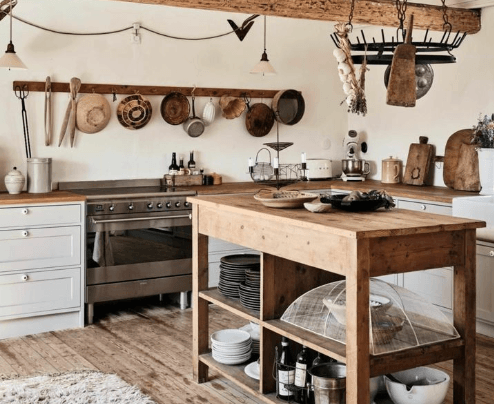 Îlot de Cuisine en Bois mississipi (avec Plan de Travail) - TimberSteel Atelier
