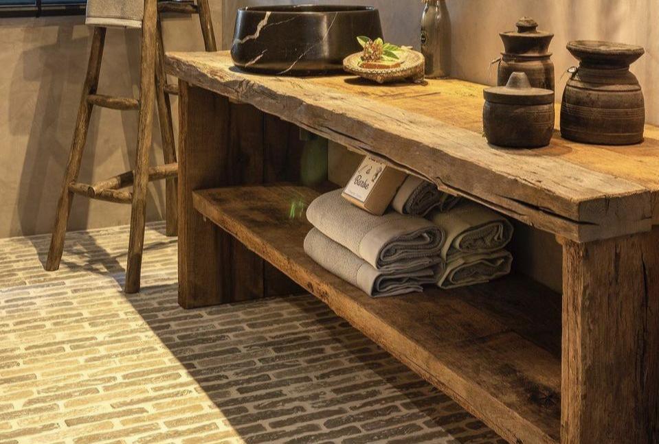 Meuble salle de bain 2 vasques Betsiboka (sur mesure) + miroir - TimberSteel Atelier