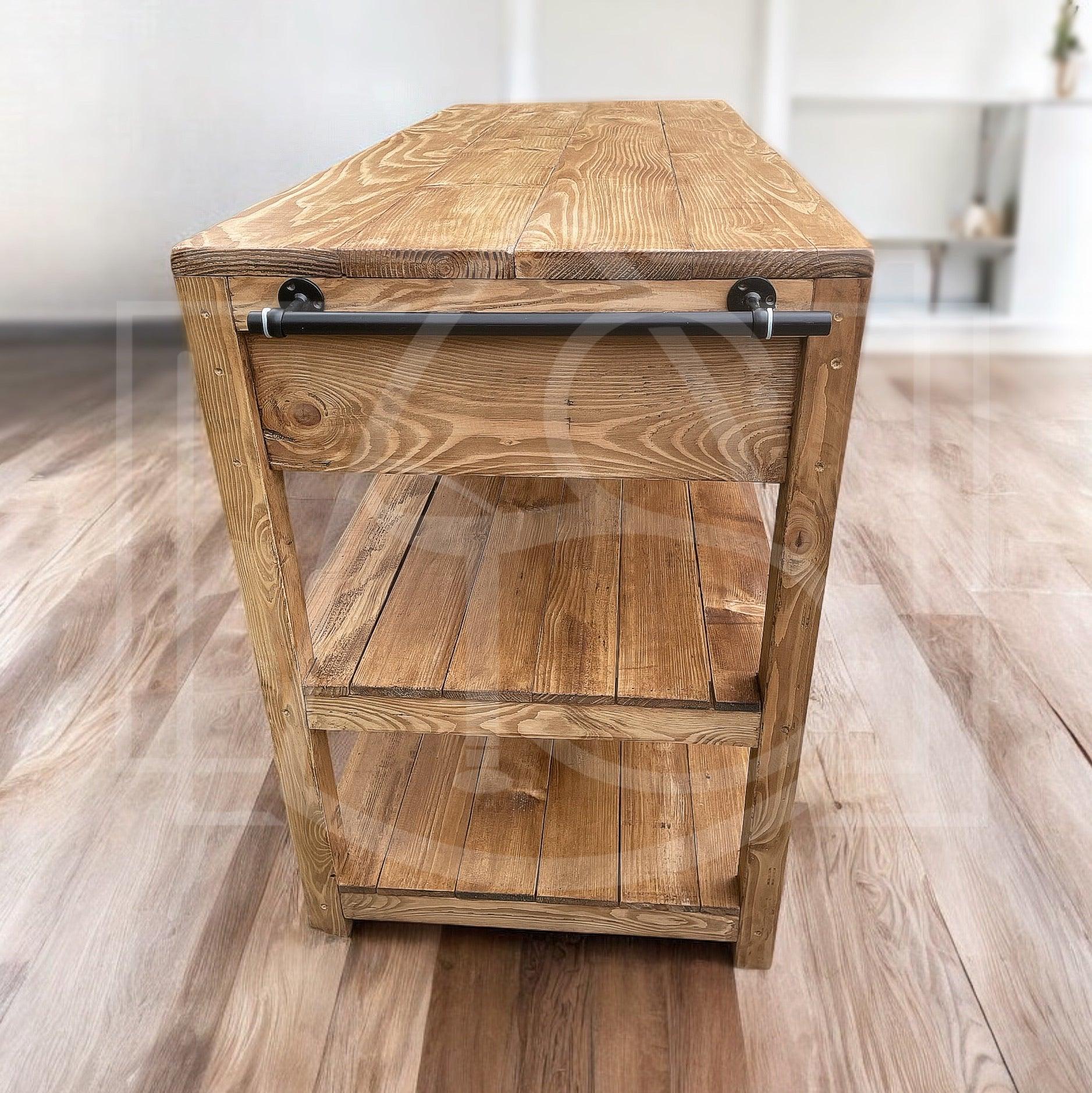 Ilot de cuisine central sur mesure Volga (avec porte serviette metal) - TimberSteel Atelier