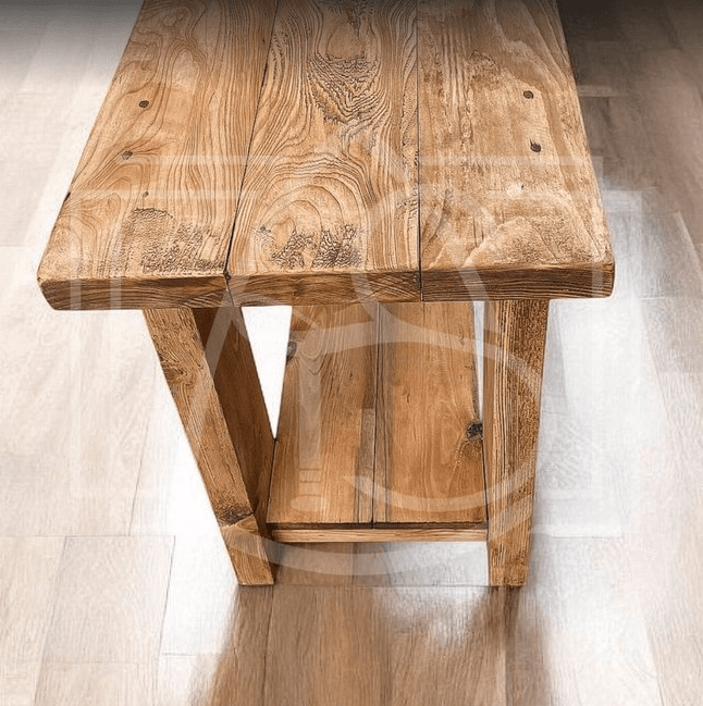 Console en bois massif sous vasque de salle de bain - Poyang - TimberSteel Atelier