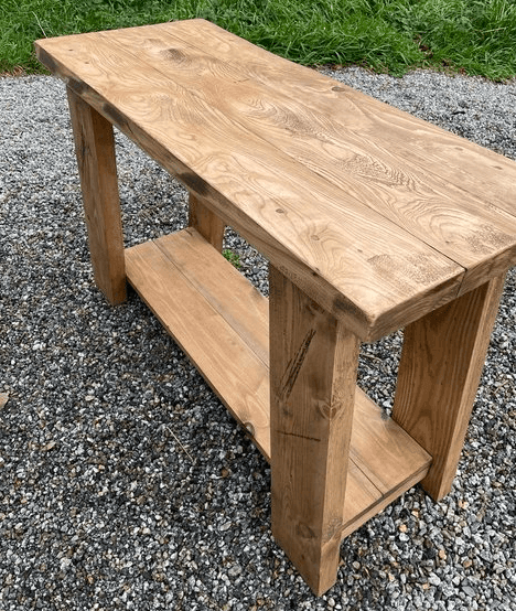 Console en bois massif sous vasque de salle de bain - Poyang - TimberSteel Atelier