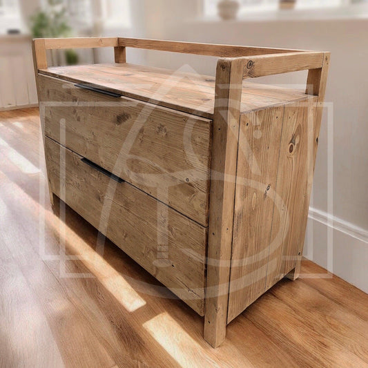 Lot de 1 x Meuble de Salle de Bain et 1 x Porte Coulissante - TimberSteel Atelier