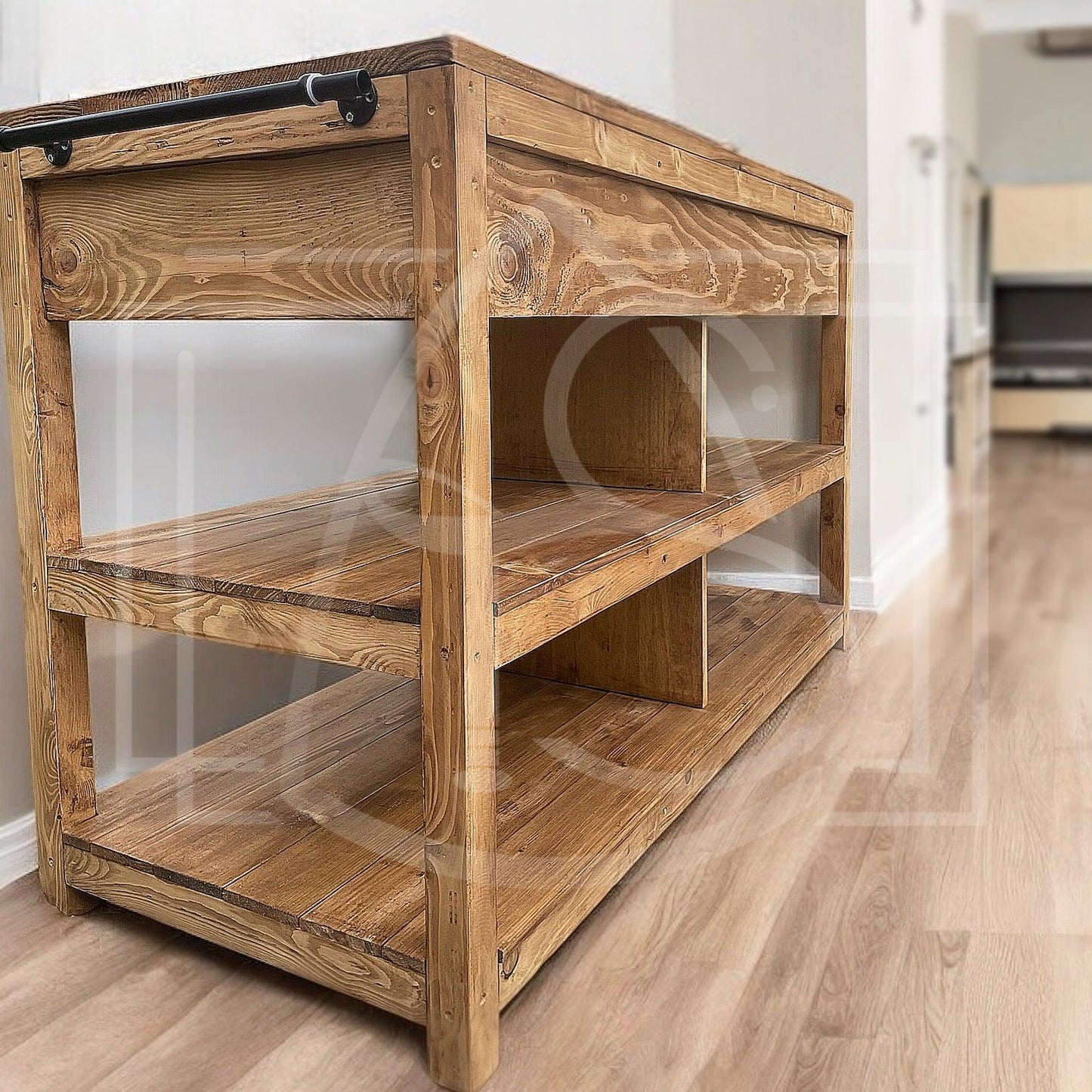 Îlot de Cuisine en Bois mississipi (avec Plan de Travail) - TimberSteel Atelier