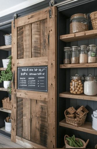 Porte de cuisine coulissante Garde manger (Chardonneret) (160cm a 210cm) - TimberSteel Atelier