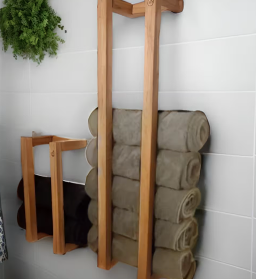 Porte serviette en bois massif (Zambèze) - TimberSteel Atelier