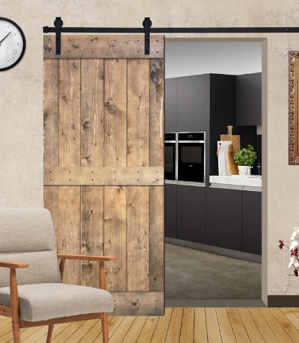 Porte Coulissante en bois pour chambre sur mesure (Marabout) - TimberSteel Atelier