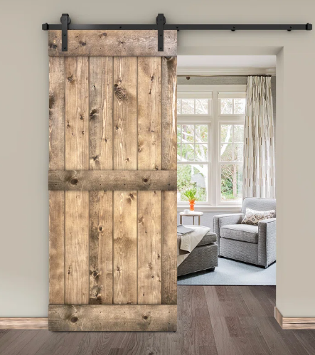 Porte Coulissante en bois pour chambre sur mesure (Marabout) - TimberSteel Atelier
