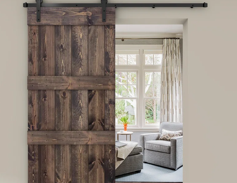 Porte sur mesure coulissante ( Tourterelle ) - TimberSteel Atelier