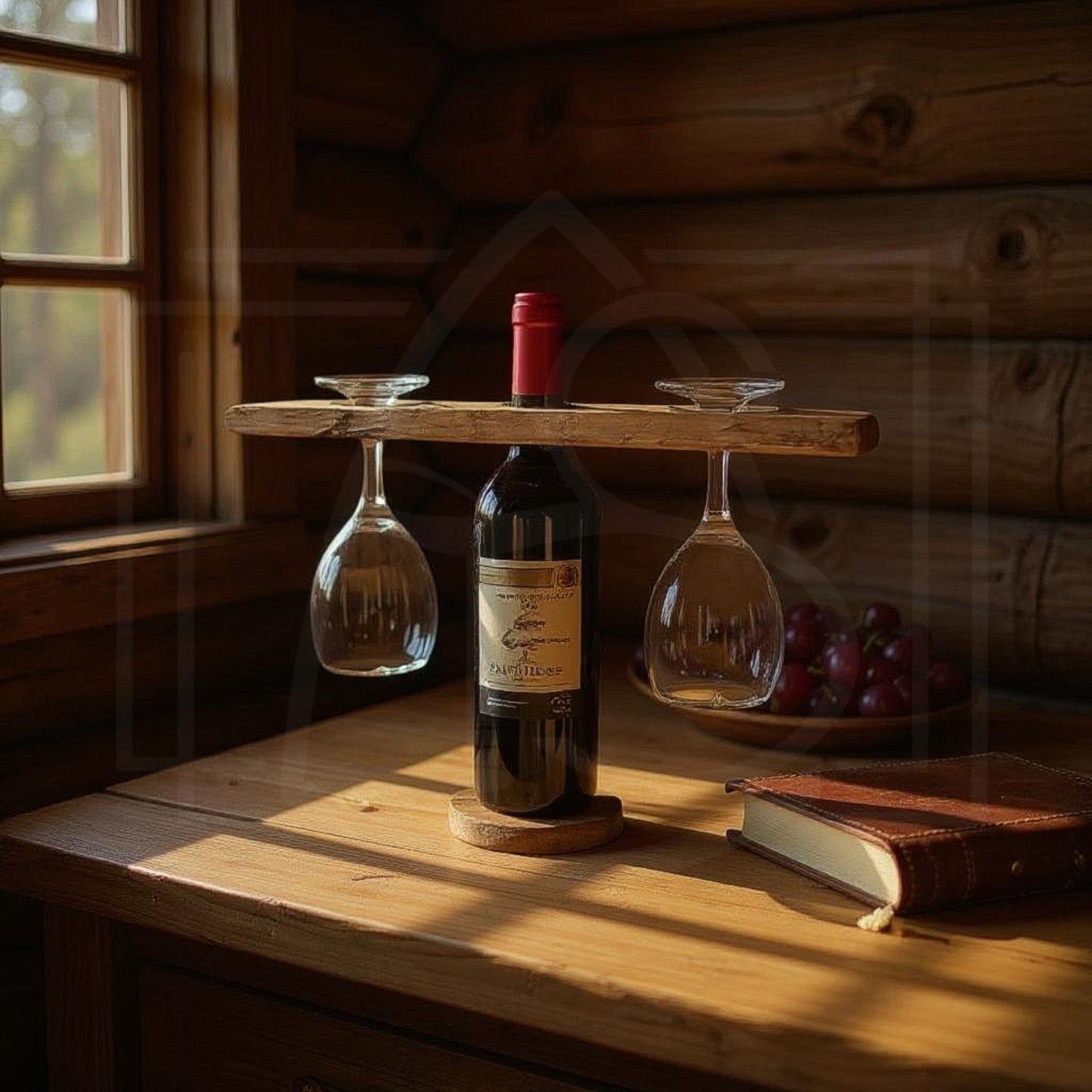 Support en bois massif pour verre à vin et bouteille - TimberSteel Atelier