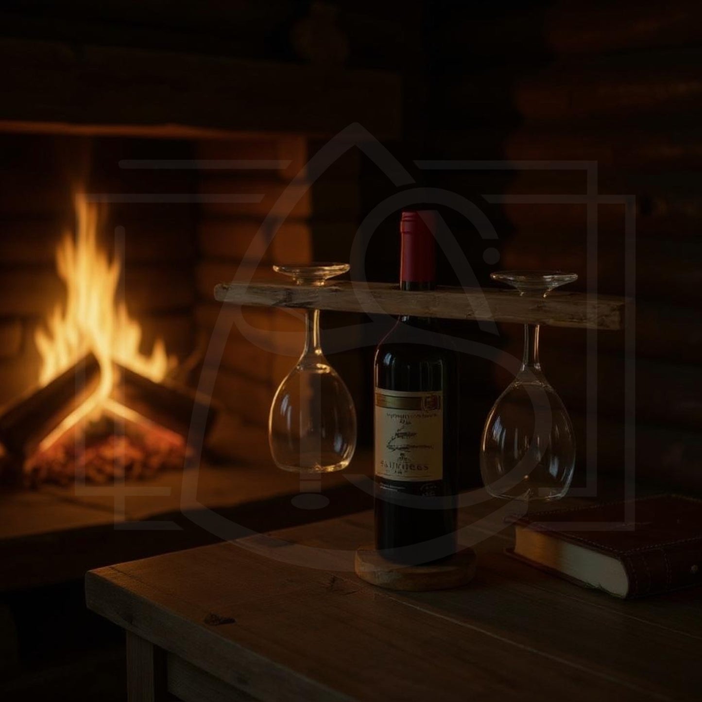 Support en bois massif pour verre à vin et bouteille - TimberSteel Atelier