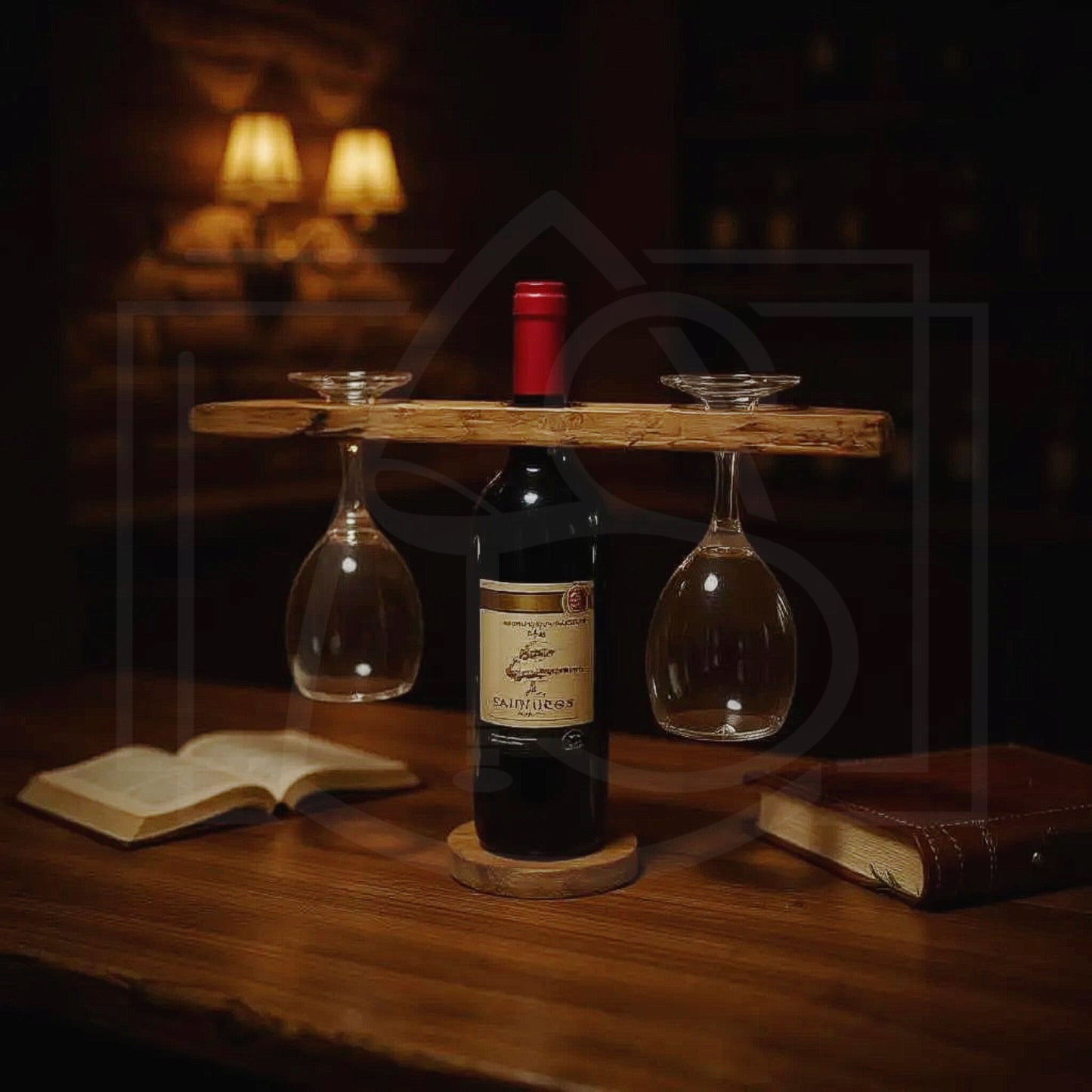 Support en bois massif pour verre à vin et bouteille - TimberSteel Atelier