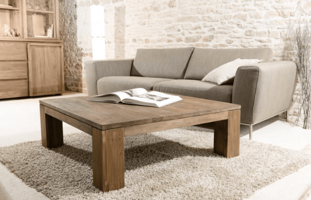 Table Basse de Salon carrée en Bois Massif - TimberSteel Atelier