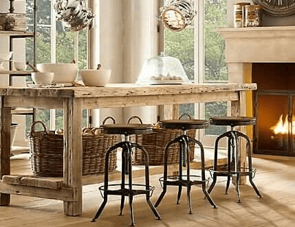 Table de Cuisine haute Huang he (en Bois Massif sur Mesure) - TimberSteel Atelier