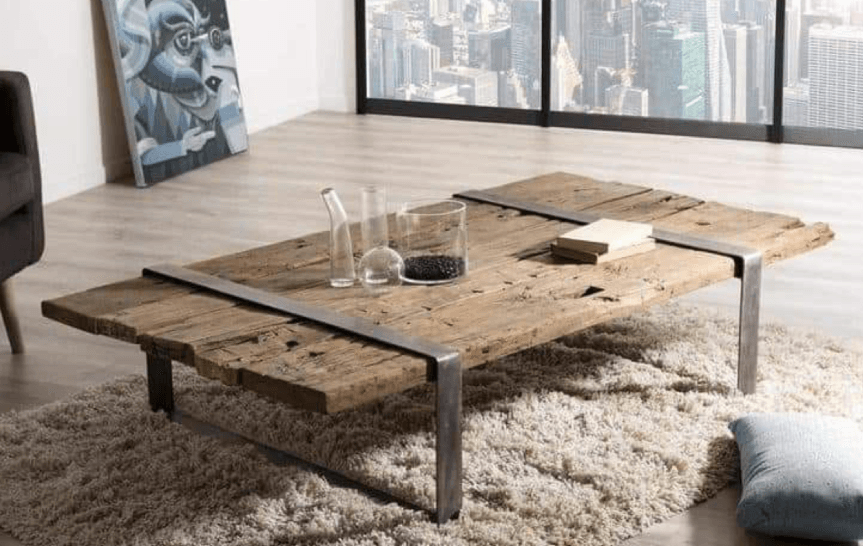 Table Basse de Salon en Bois Massif - TimberSteel Atelier