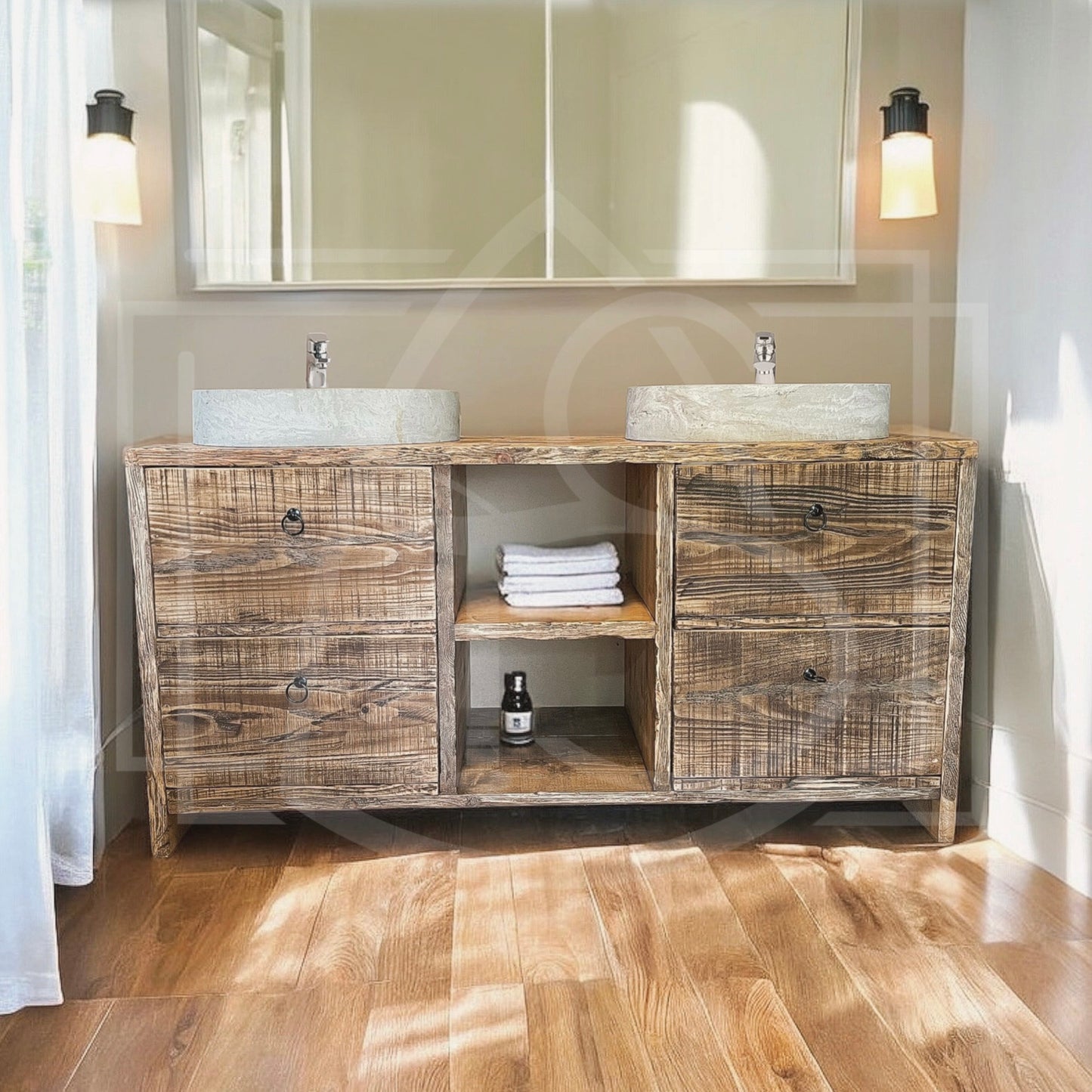 Meuble sous vasque de salle de bain Vieilli (Ogooué) - TimberSteel Atelier