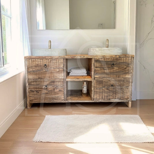 Meuble sous vasque de salle de bain Vieilli (Ogooué) - TimberSteel Atelier