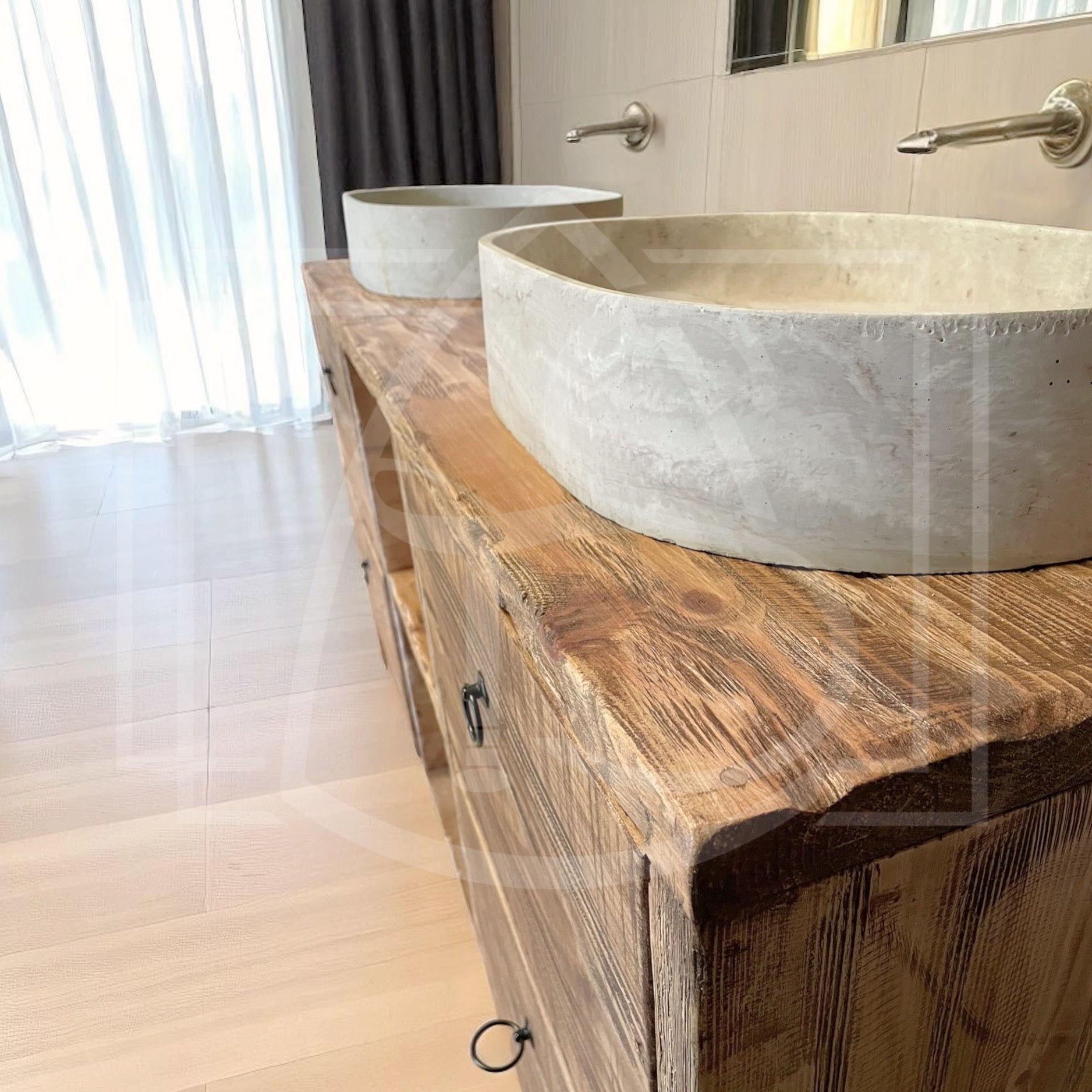 Meuble sous vasque de salle de bain Vieilli (Ogooué) - TimberSteel Atelier