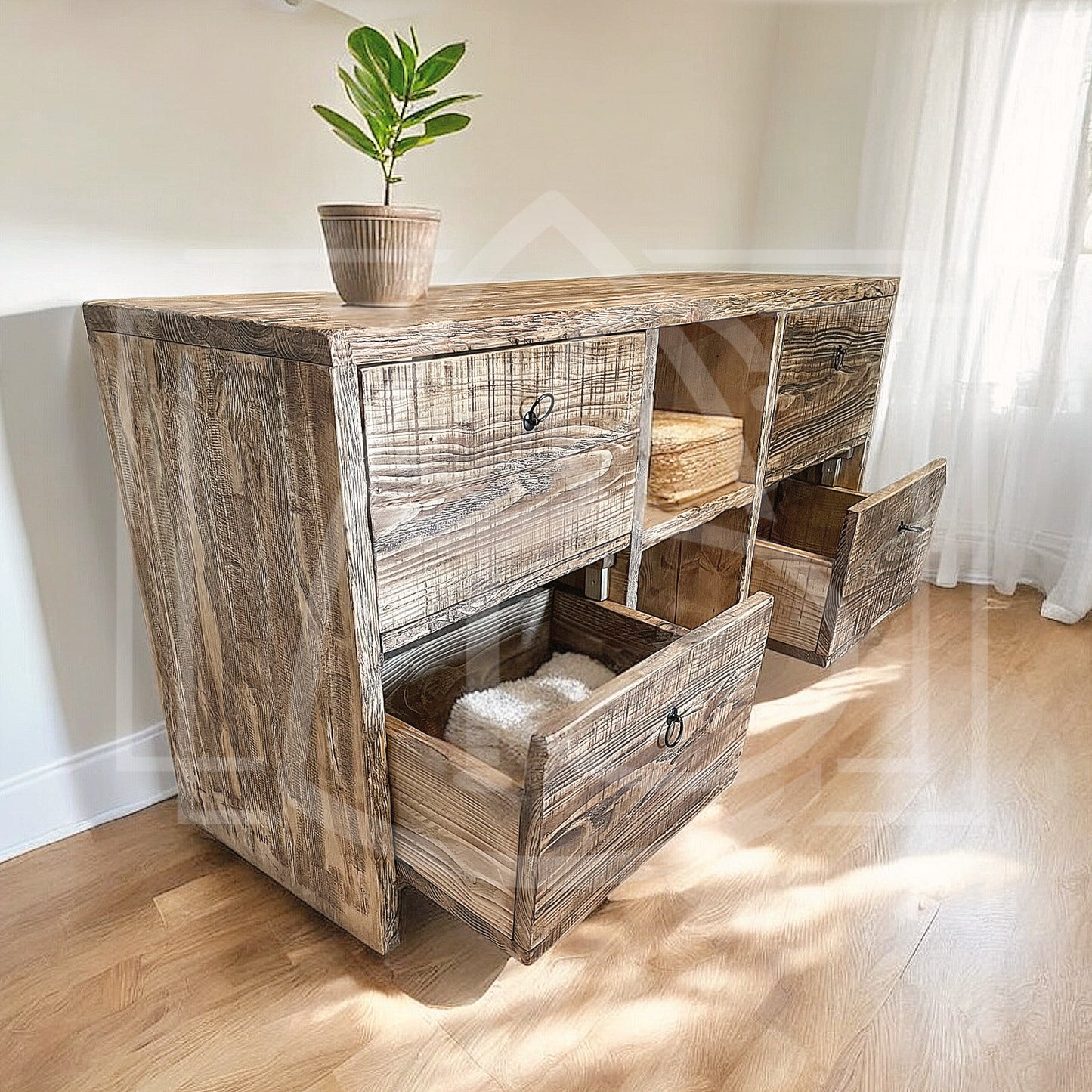 Meuble sous vasque de salle de bain Vieilli (Ogooué) - TimberSteel Atelier