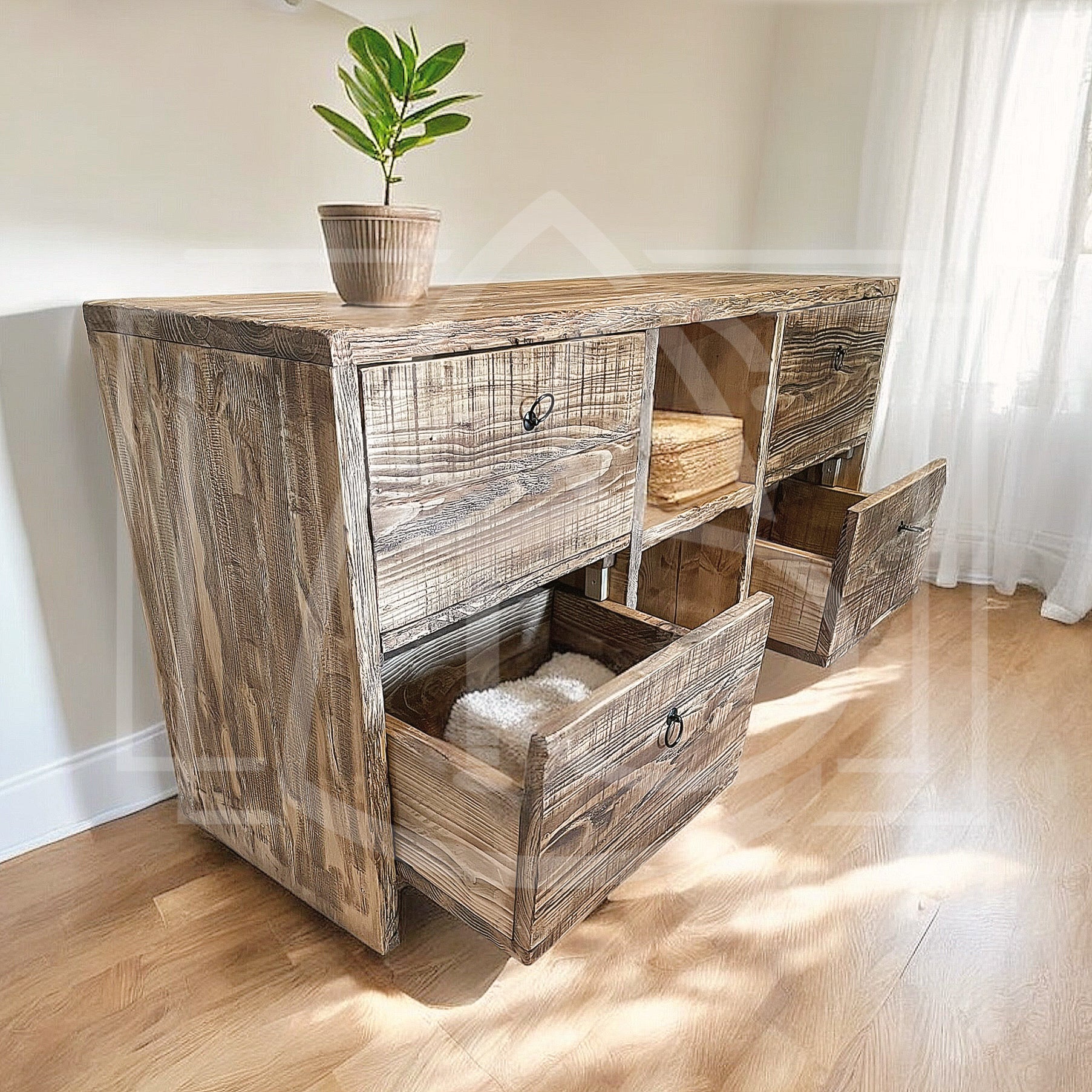 Meuble sous vasque de salle de bain Vieilli (Ogooué) - TimberSteel Atelier