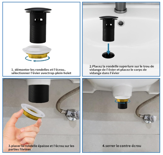 bonde de salle de bain evier vasque 