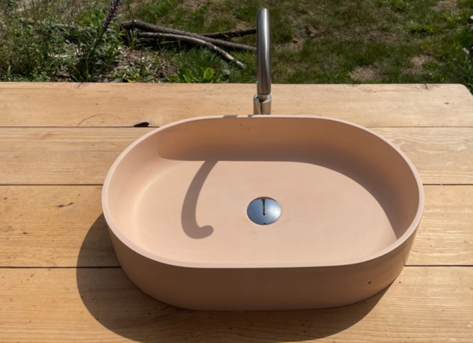 lot de 2 X Vasques de salle de bain en beton a poser  beige