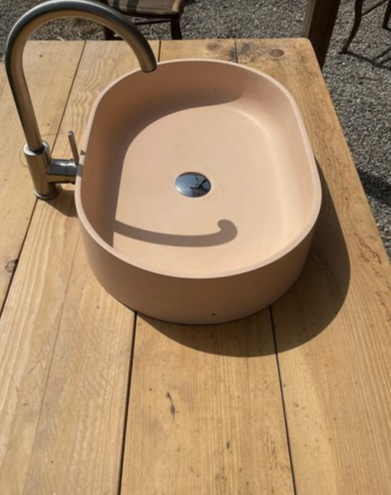 lot de 2 X Vasques de salle de bain en beton a poser  beige